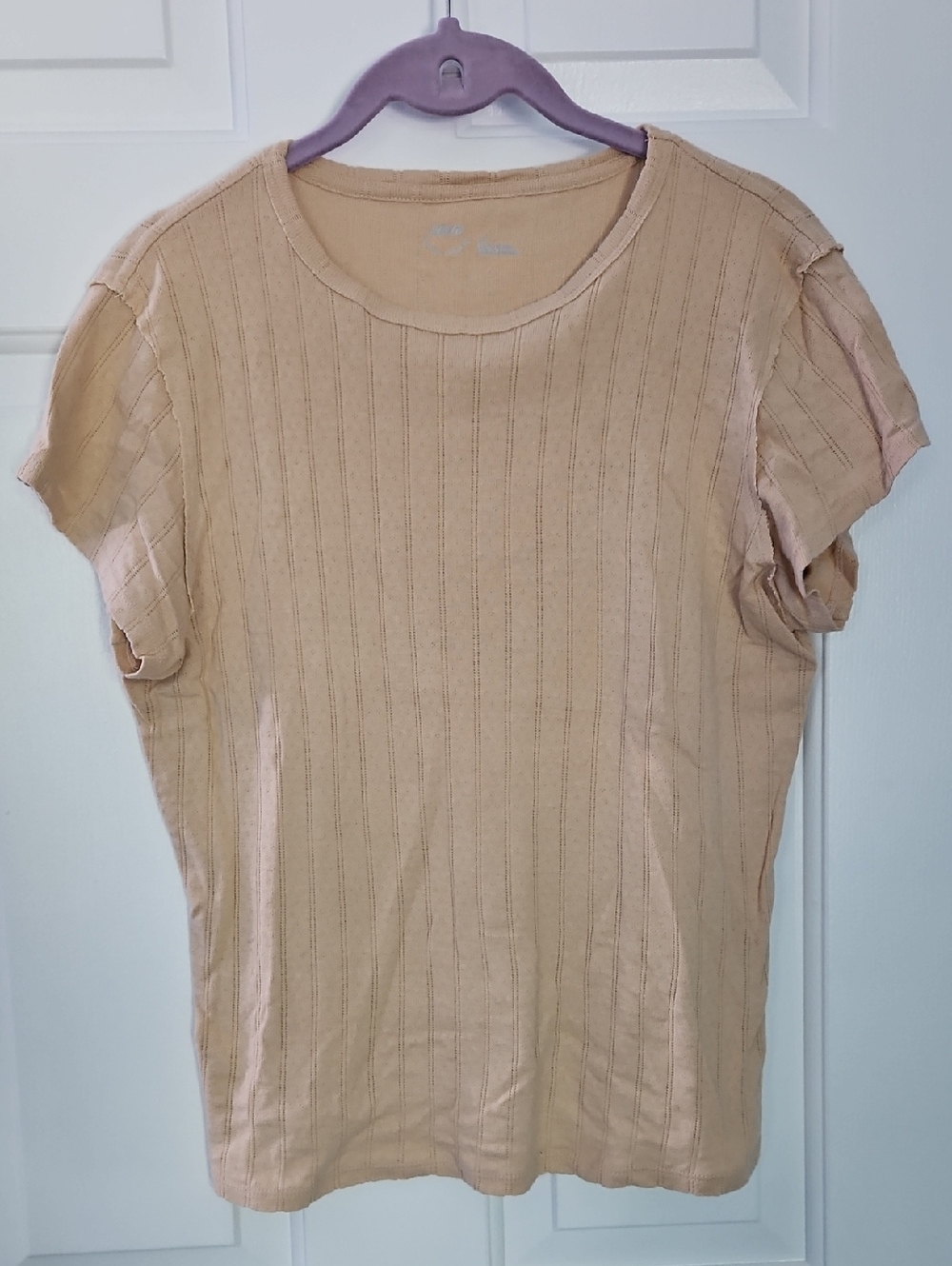 aerie Short Sleeve Ribbed Tee - Light Beige
